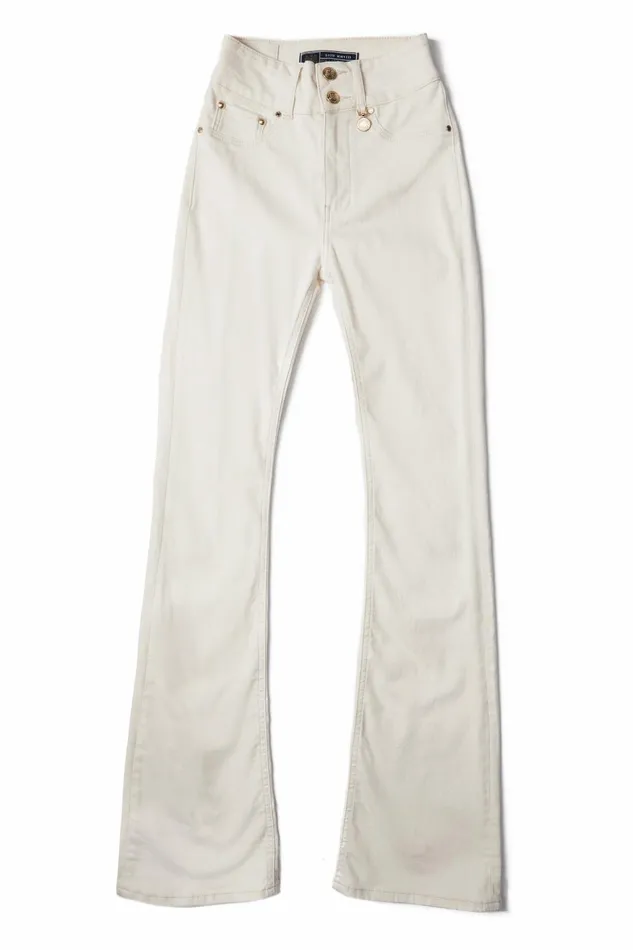 Holland Cooper Jeans Women High Rise Flared Jean Oatmeal Holland Cooper Jeans Women High Rise Flared Jean Oatmeal