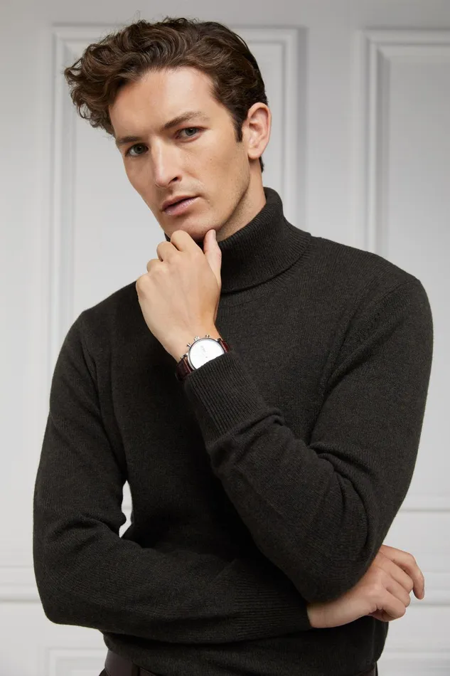 Holland Cooper Knitwear Men Byron Roll Neck Knit Moss