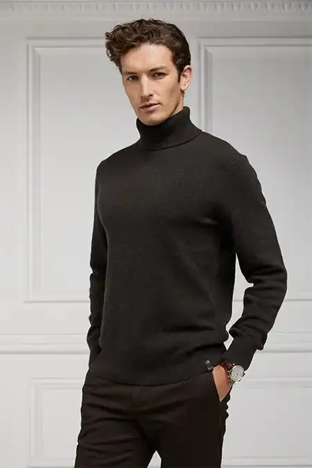 Holland Cooper Knitwear Men Byron Roll Neck Knit Moss