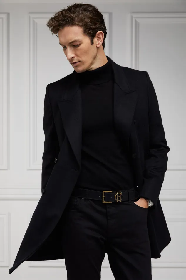 Holland Cooper Knitwear Men Fine Roll Neck Knit Black Holland Cooper Knitwear Men Fine Roll Neck Knit Black