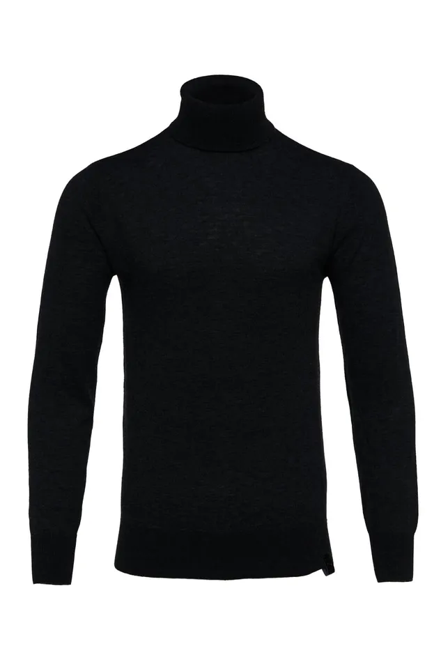 Holland Cooper Knitwear Men Fine Roll Neck Knit Black Holland Cooper Knitwear Men Fine Roll Neck Knit Black