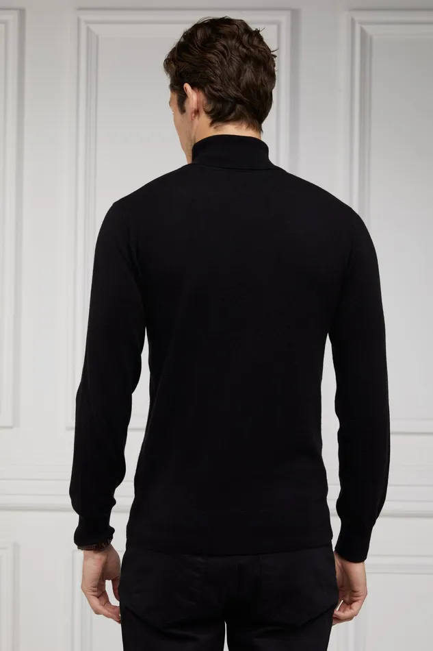 Holland Cooper Knitwear Men Fine Roll Neck Knit Black Holland Cooper Knitwear Men Fine Roll Neck Knit Black