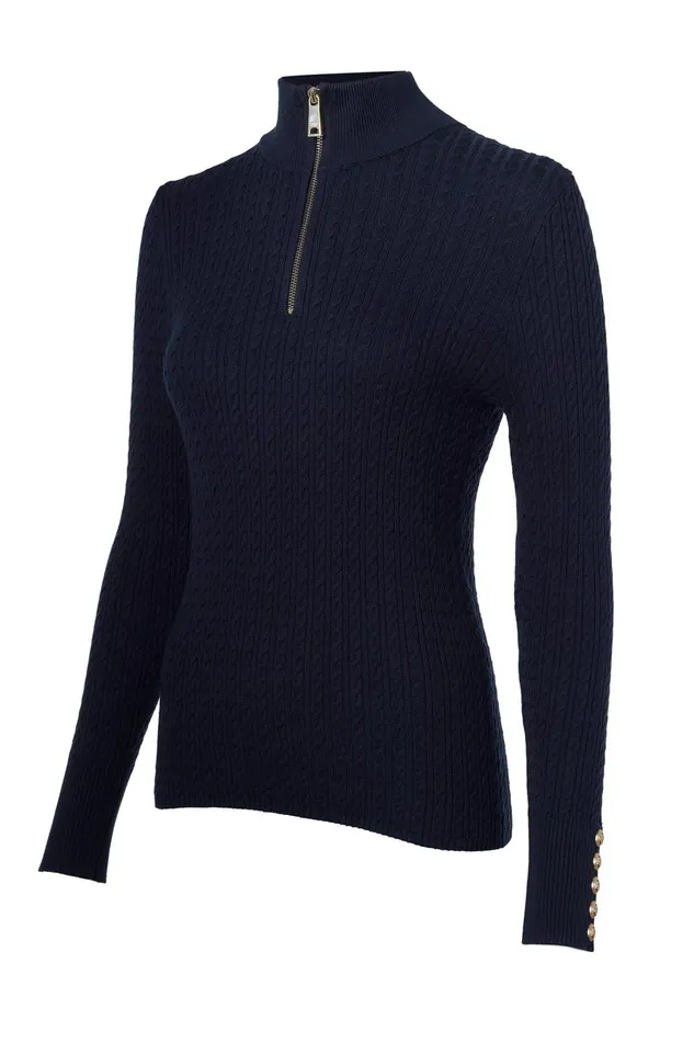Holland Cooper Knitwear Women Ava Quarter Zip Knit Ink Navy Holland Cooper Knitwear Women Ava Quarter Zip Knit Ink Navy