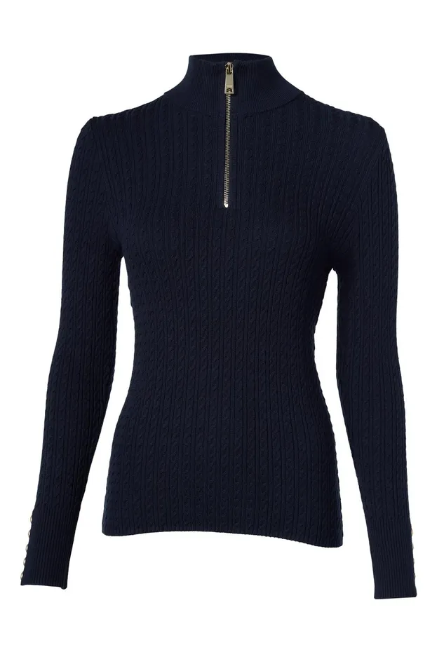 Holland Cooper Knitwear Women Ava Quarter Zip Knit Ink Navy Holland Cooper Knitwear Women Ava Quarter Zip Knit Ink Navy
