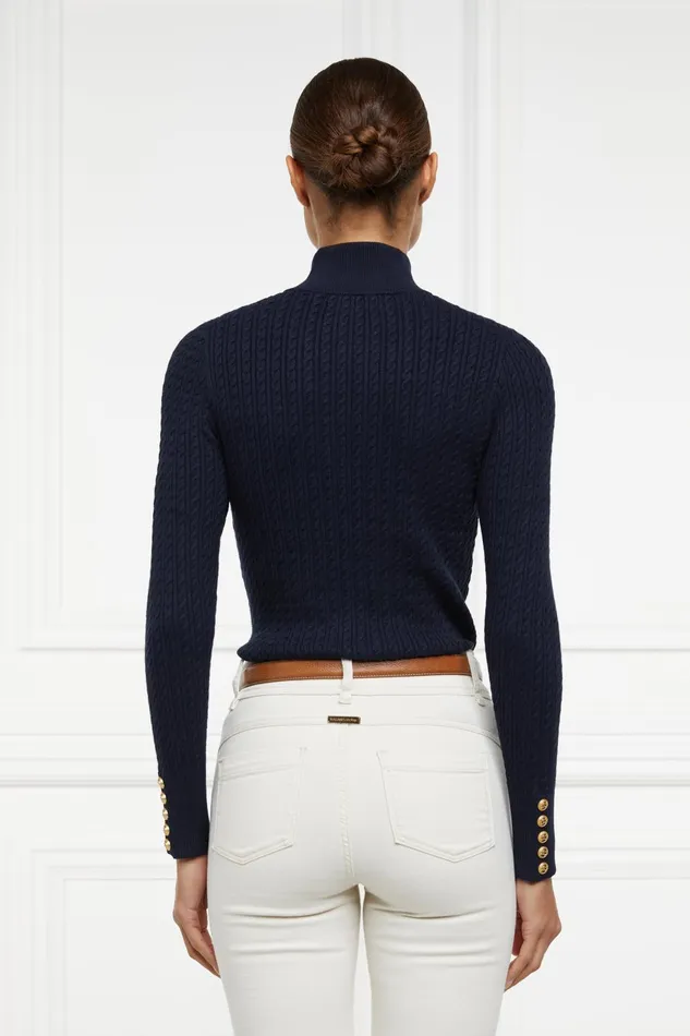 Holland Cooper Knitwear Women Ava Quarter Zip Knit Ink Navy Holland Cooper Knitwear Women Ava Quarter Zip Knit Ink Navy