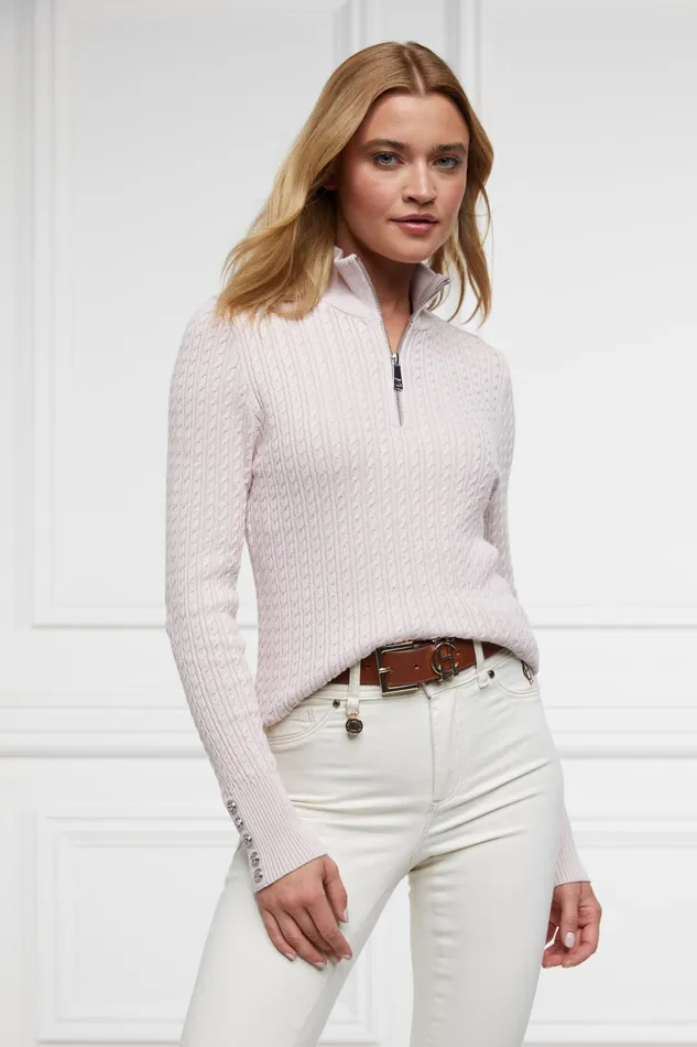 Holland Cooper Knitwear Women Ava Quarter Zip Knit Soft Pink