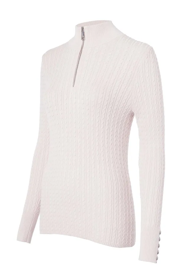 Holland Cooper Knitwear Women Ava Quarter Zip Knit Soft Pink Holland Cooper Knitwear Women Ava Quarter Zip Knit Soft Pink