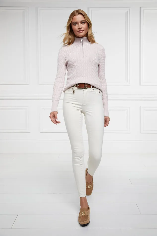 Holland Cooper Knitwear Women Ava Quarter Zip Knit Soft Pink Holland Cooper Knitwear Women Ava Quarter Zip Knit Soft Pink