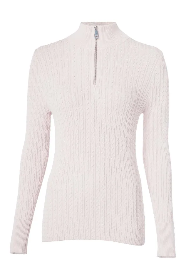 Holland Cooper Knitwear Women Ava Quarter Zip Knit Soft Pink Holland Cooper Knitwear Women Ava Quarter Zip Knit Soft Pink