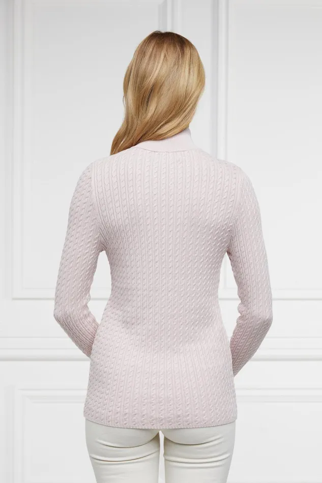 Holland Cooper Knitwear Women Ava Quarter Zip Knit Soft Pink Holland Cooper Knitwear Women Ava Quarter Zip Knit Soft Pink