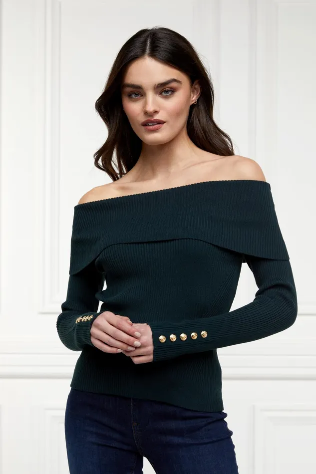 Holland Cooper Knitwear Women Bardot Knit Deep Emerald
