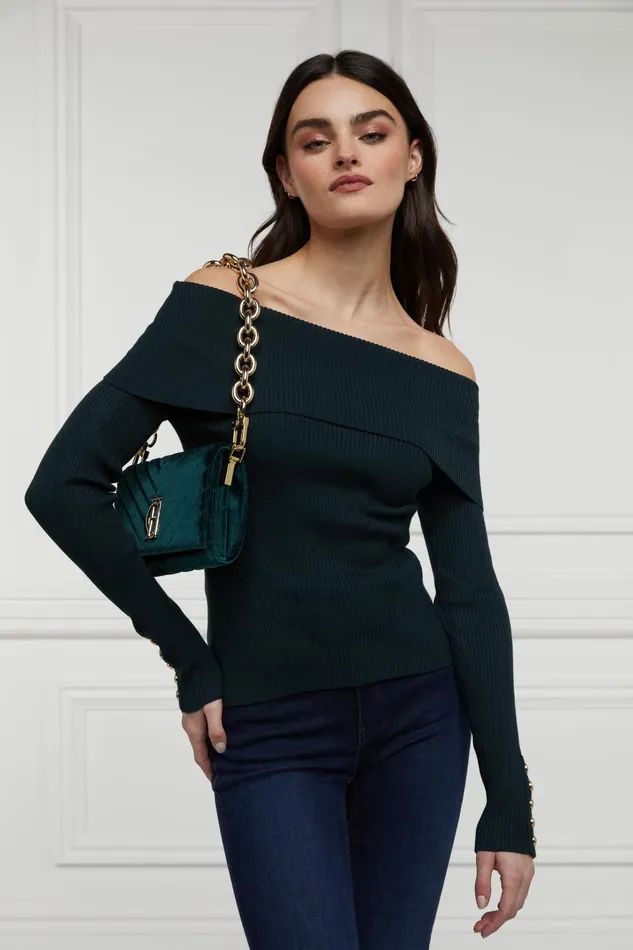 Holland Cooper Knitwear Women Bardot Knit Deep Emerald Holland Cooper Knitwear Women Bardot Knit Deep Emerald