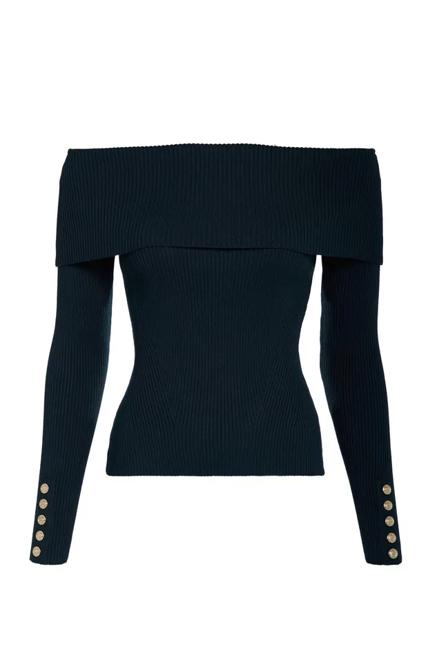 Holland Cooper Knitwear Women Bardot Knit Deep Emerald Holland Cooper Knitwear Women Bardot Knit Deep Emerald