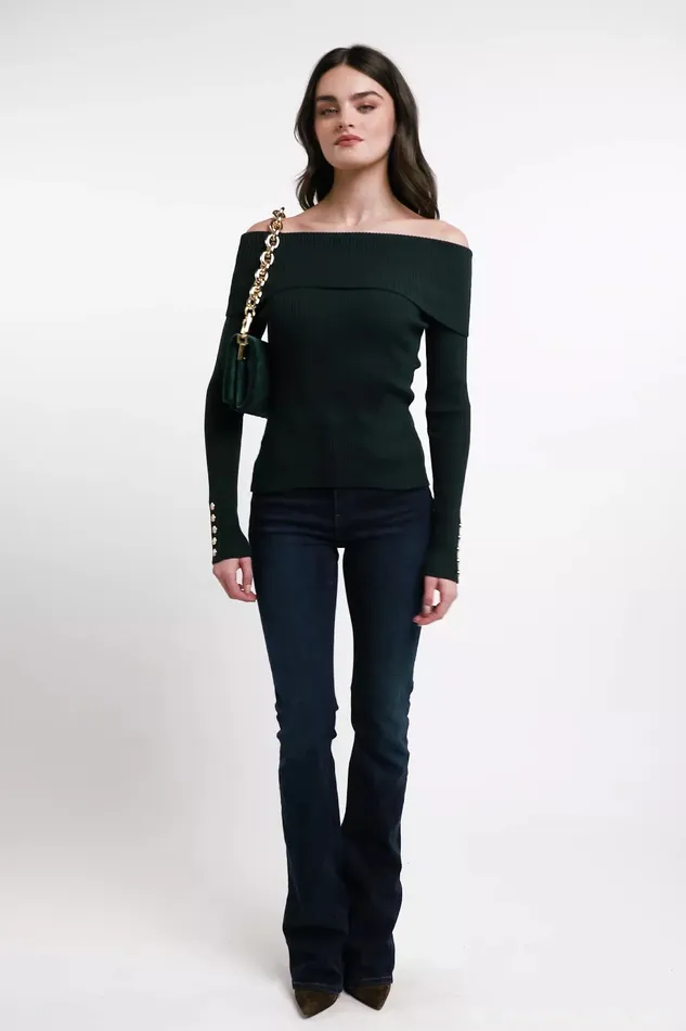 Holland Cooper Knitwear Women Bardot Knit Deep Emerald Holland Cooper Knitwear Women Bardot Knit Deep Emerald