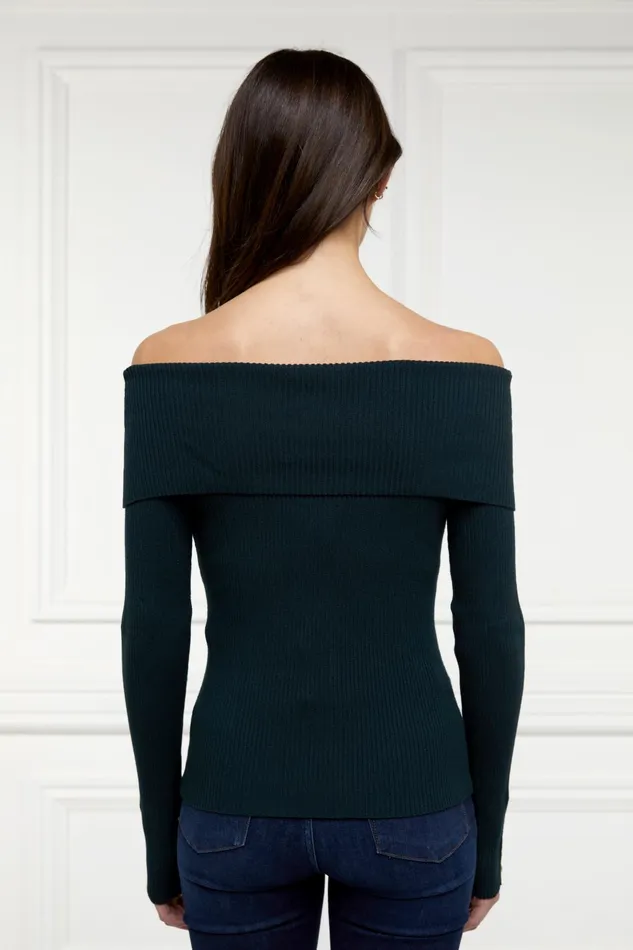 Holland Cooper Knitwear Women Bardot Knit Deep Emerald Holland Cooper Knitwear Women Bardot Knit Deep Emerald