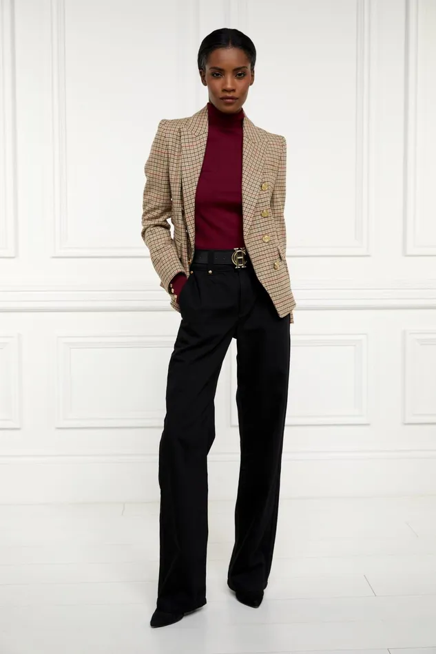 Holland Cooper Knitwear Women Buttoned Knit Roll Neck Wine Holland Cooper Knitwear Women Buttoned Knit Roll Neck Wine