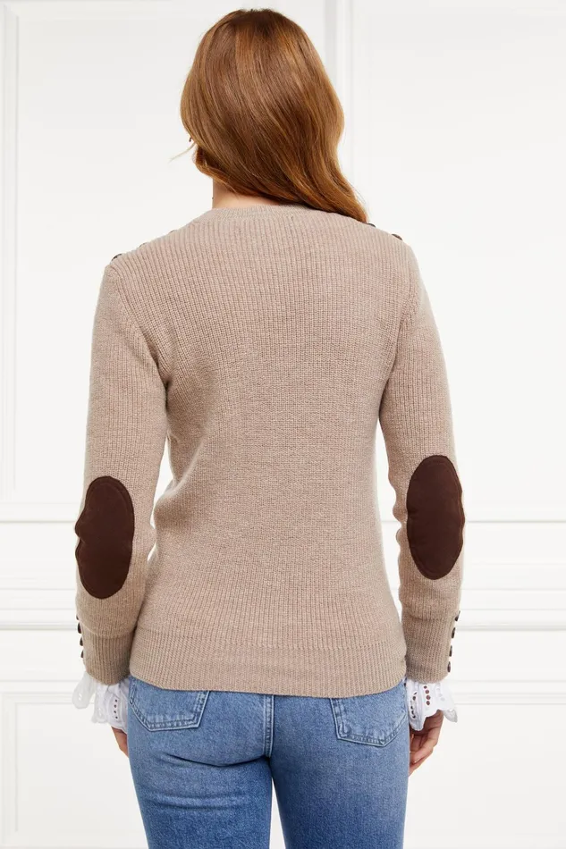 Holland Cooper Knitwear Women Heritage Crew Neck Knit Latte Marl Holland Cooper Knitwear Women Heritage Crew Neck Knit Latte Marl