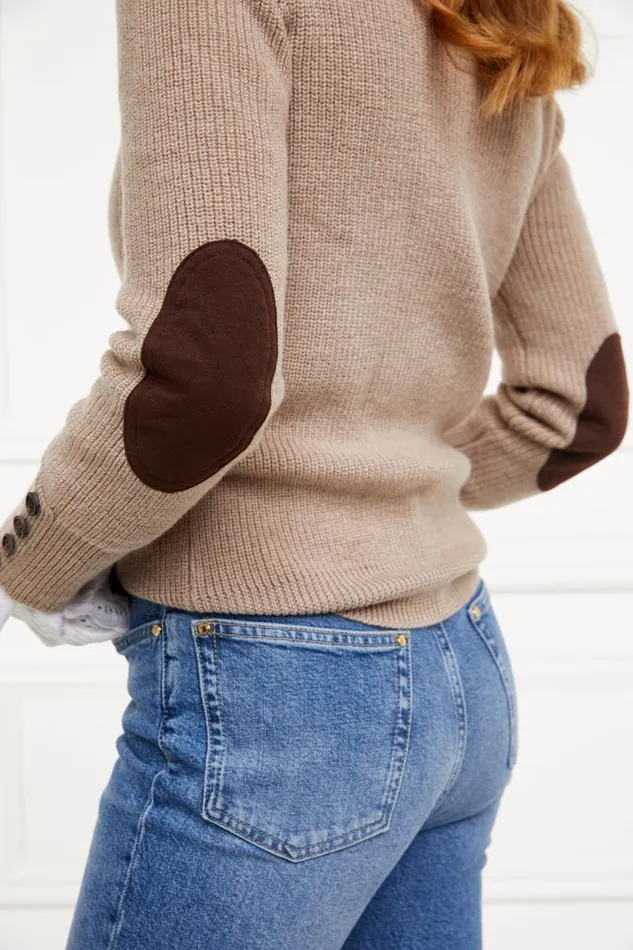 Holland Cooper Knitwear Women Heritage Crew Neck Knit Latte Marl Holland Cooper Knitwear Women Heritage Crew Neck Knit Latte Marl