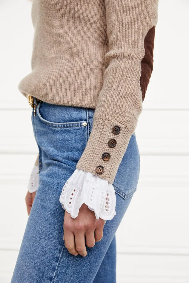 Holland Cooper Knitwear Women Heritage Crew Neck Knit Latte Marl Holland Cooper Knitwear Women Heritage Crew Neck Knit Latte Marl