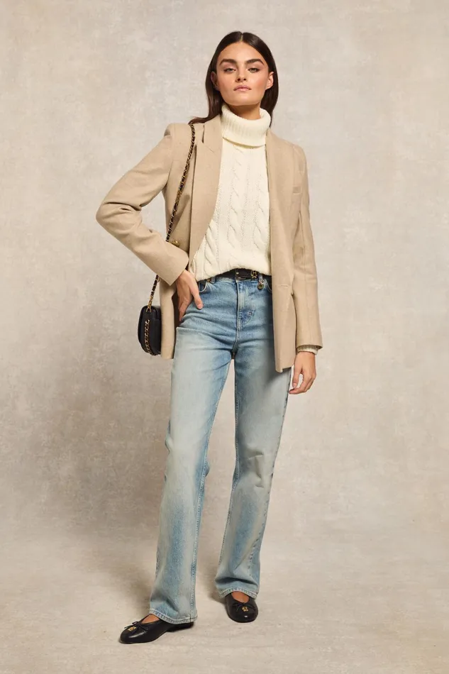 Holland Cooper Knitwear Women Lucia Roll Neck Knit Natural