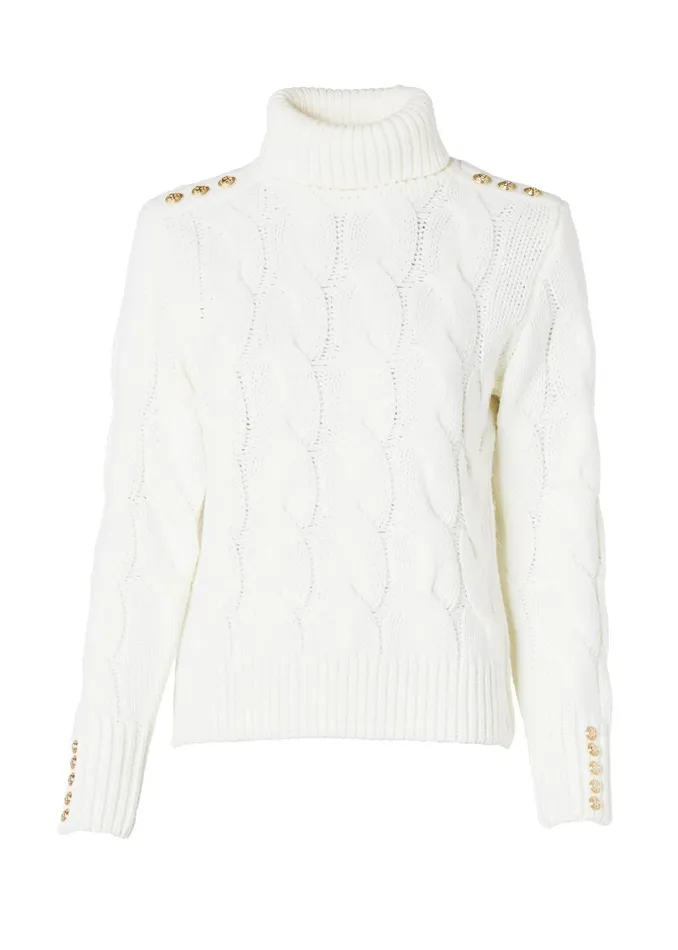 Holland Cooper Knitwear Women Lucia Roll Neck Knit Natural