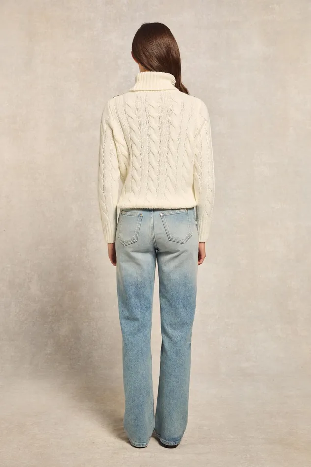 Holland Cooper Knitwear Women Lucia Roll Neck Knit Natural