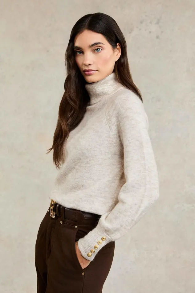 Holland Cooper Knitwear Women Maisie Roll Neck Knit Barley Holland Cooper Knitwear Women Maisie Roll Neck Knit Barley