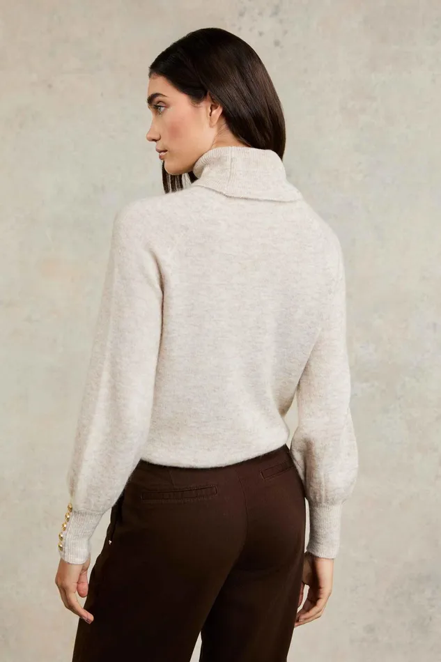 Holland Cooper Knitwear Women Maisie Roll Neck Knit Barley Holland Cooper Knitwear Women Maisie Roll Neck Knit Barley