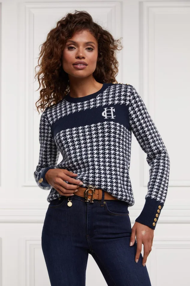 Holland Cooper Knitwear Women Panel Crew Neck Knit Ink Navy