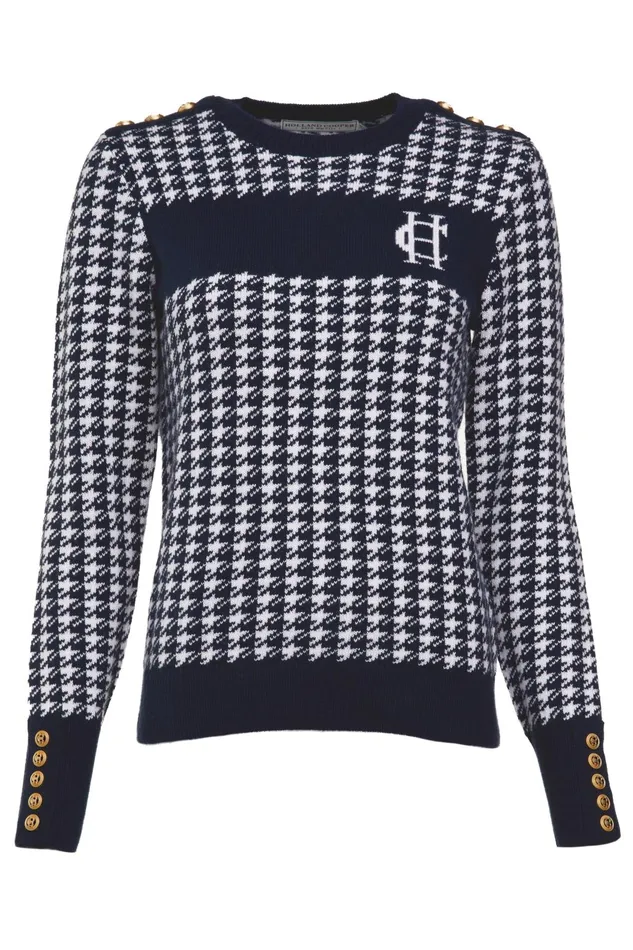 Holland Cooper Knitwear Women Panel Crew Neck Knit Ink Navy Holland Cooper Knitwear Women Panel Crew Neck Knit Ink Navy