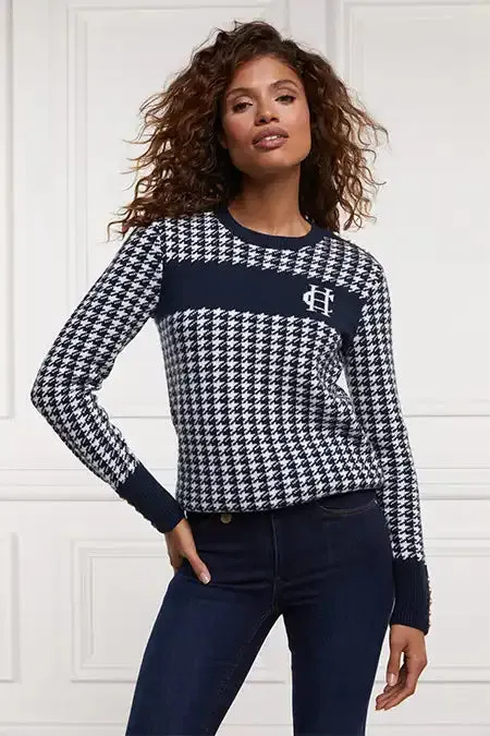 Holland Cooper Knitwear Women Panel Crew Neck Knit Ink Navy Holland Cooper Knitwear Women Panel Crew Neck Knit Ink Navy