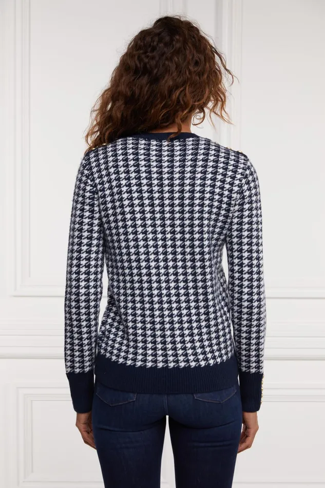 Holland Cooper Knitwear Women Panel Crew Neck Knit Ink Navy Holland Cooper Knitwear Women Panel Crew Neck Knit Ink Navy