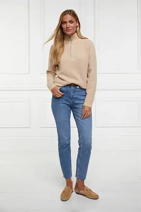 Holland Cooper Knitwear Women Tori Quarter Zip Knit Camel Holland Cooper Knitwear Women Tori Quarter Zip Knit Camel