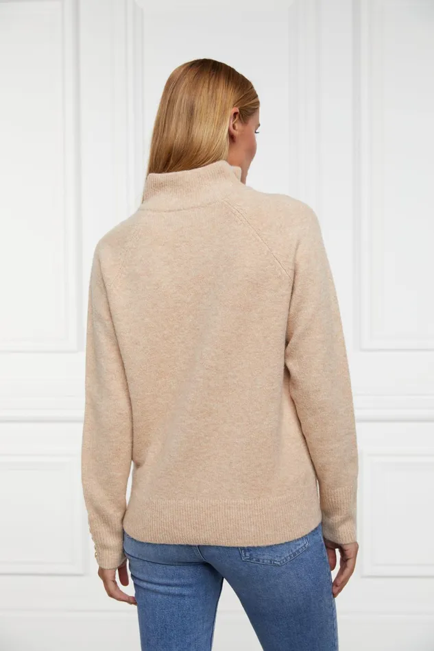 Holland Cooper Knitwear Women Tori Quarter Zip Knit Camel Holland Cooper Knitwear Women Tori Quarter Zip Knit Camel