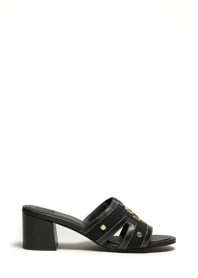 Holland Cooper Sandals and Slides Women Monogram Mule Black Canvas
