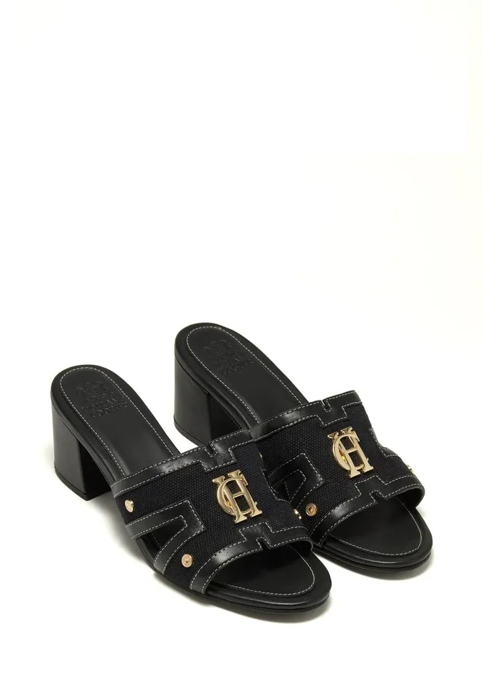 Holland Cooper Sandals and Slides Women Monogram Mule Black Canvas Holland Cooper Sandals and Slides Women Monogram Mule Black Canvas