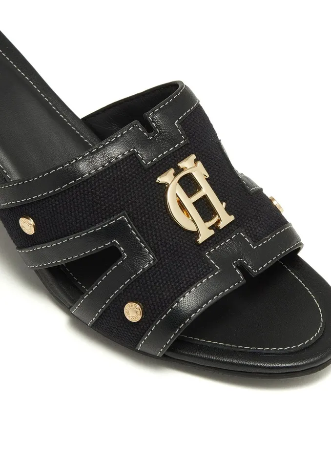Holland Cooper Sandals and Slides Women Monogram Mule Black Canvas Holland Cooper Sandals and Slides Women Monogram Mule Black Canvas
