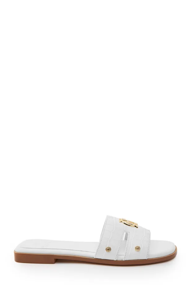 Holland Cooper Sandals and Slides Women Monogram Slides White Croc