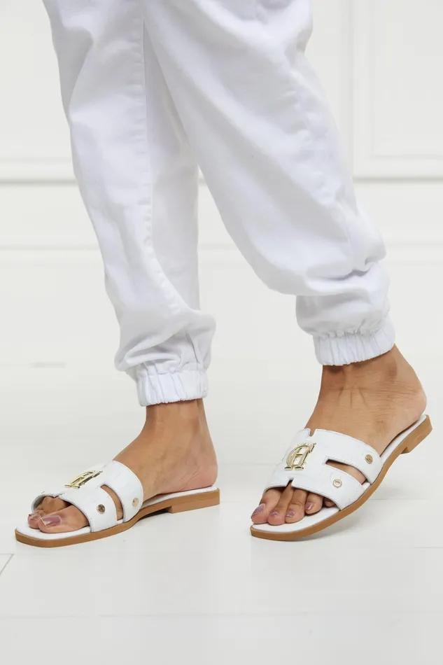 Holland Cooper Sandals and Slides Women Monogram Slides White Croc Holland Cooper Sandals and Slides Women Monogram Slides White Croc