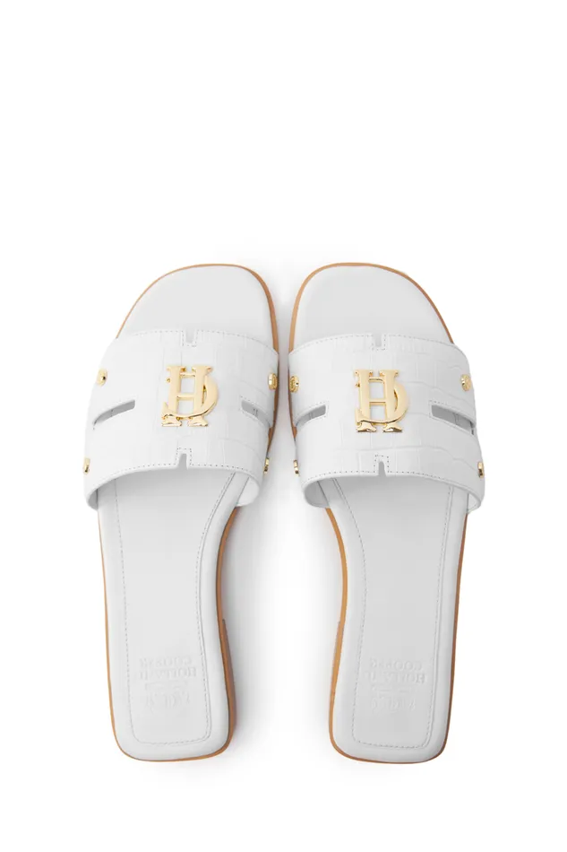 Holland Cooper Sandals and Slides Women Monogram Slides White Croc Holland Cooper Sandals and Slides Women Monogram Slides White Croc