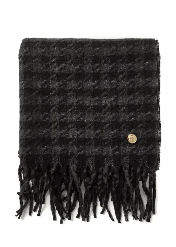 Holland Cooper Scarves Men HC Chelsea Scarf Grey Houndstooth