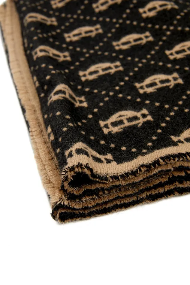 Holland Cooper Scarves Men Lightweight Monogram Scarf Tan Black Holland Cooper Scarves Men Lightweight Monogram Scarf Tan Black