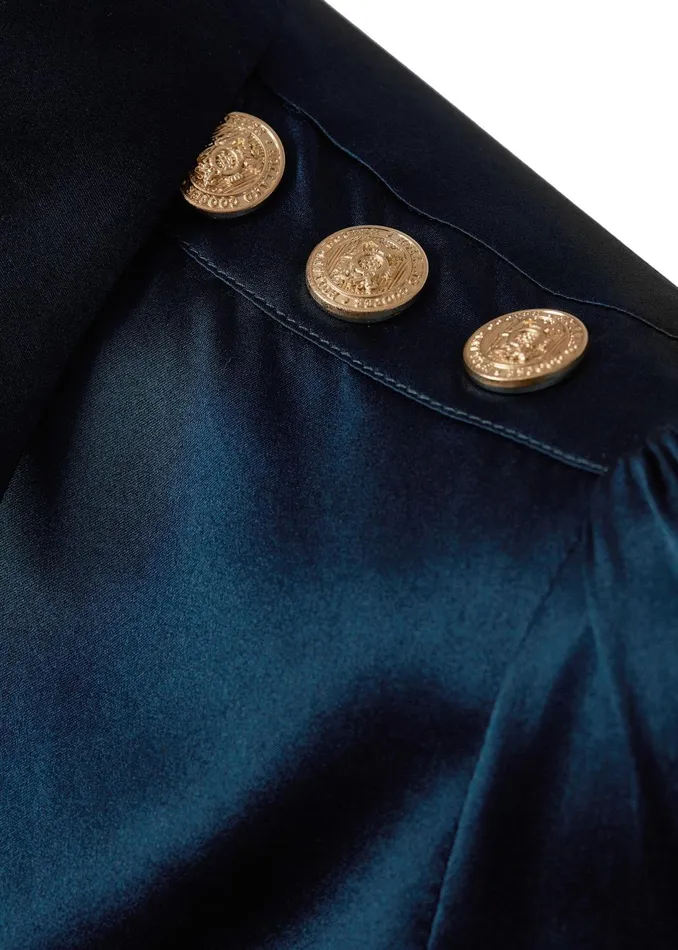 Holland Cooper Shirts and Blouses Women Silk VNeck Blouse Petrol Blue Holland Cooper Shirts and Blouses Women Silk VNeck Blouse Petrol Blue
