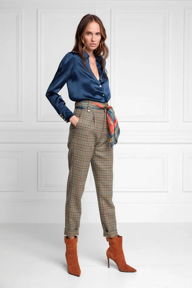 Holland Cooper Shirts and Blouses Women Silk VNeck Blouse Petrol Blue Holland Cooper Shirts and Blouses Women Silk VNeck Blouse Petrol Blue