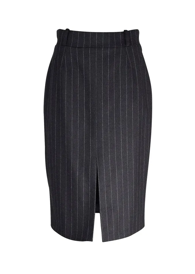 Holland Cooper Skirts Women Mayfair Pencil Skirt Charcoal Pinstripe Holland Cooper Skirts Women Mayfair Pencil Skirt Charcoal Pinstripe
