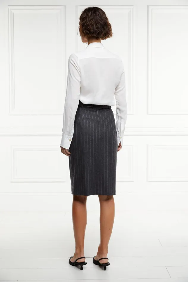Holland Cooper Skirts Women Mayfair Pencil Skirt Charcoal Pinstripe Holland Cooper Skirts Women Mayfair Pencil Skirt Charcoal Pinstripe