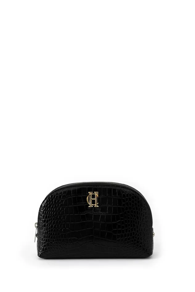 Holland Cooper Small Leather Goods Women Chelsea Makeup Bag Black Croc Holland Cooper Small Leather Goods Women Chelsea Makeup Bag Black Croc