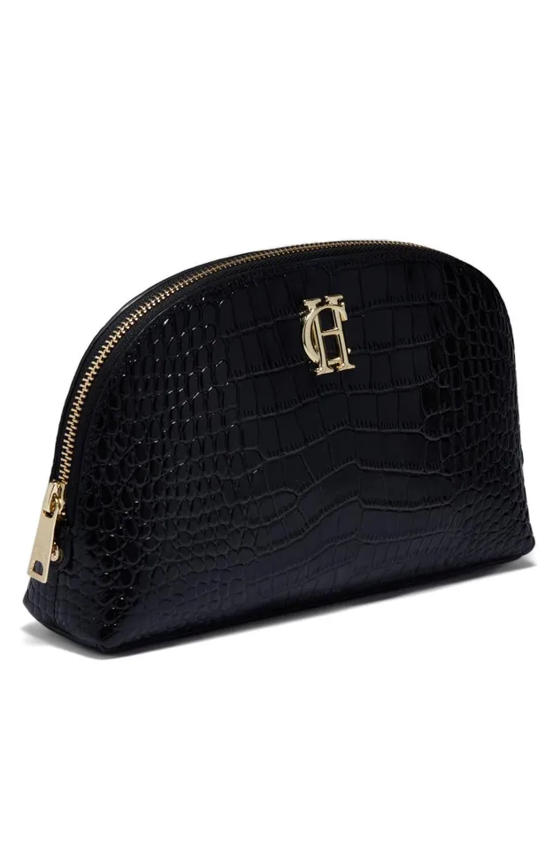 Holland Cooper Small Leather Goods Women Chelsea Makeup Bag Black Croc Holland Cooper Small Leather Goods Women Chelsea Makeup Bag Black Croc