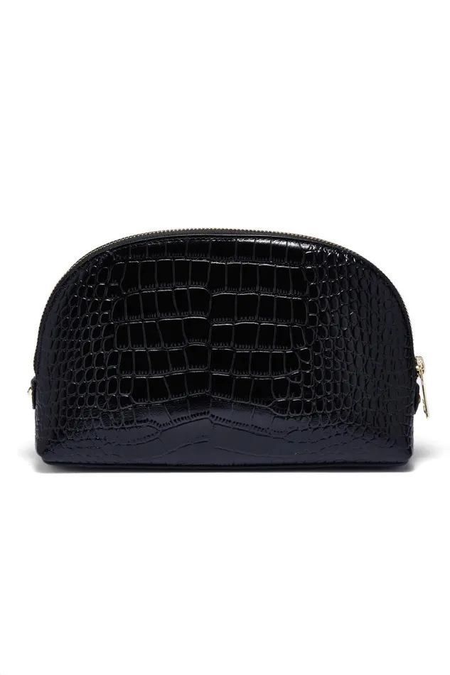 Holland Cooper Small Leather Goods Women Chelsea Makeup Bag Black Croc Holland Cooper Small Leather Goods Women Chelsea Makeup Bag Black Croc