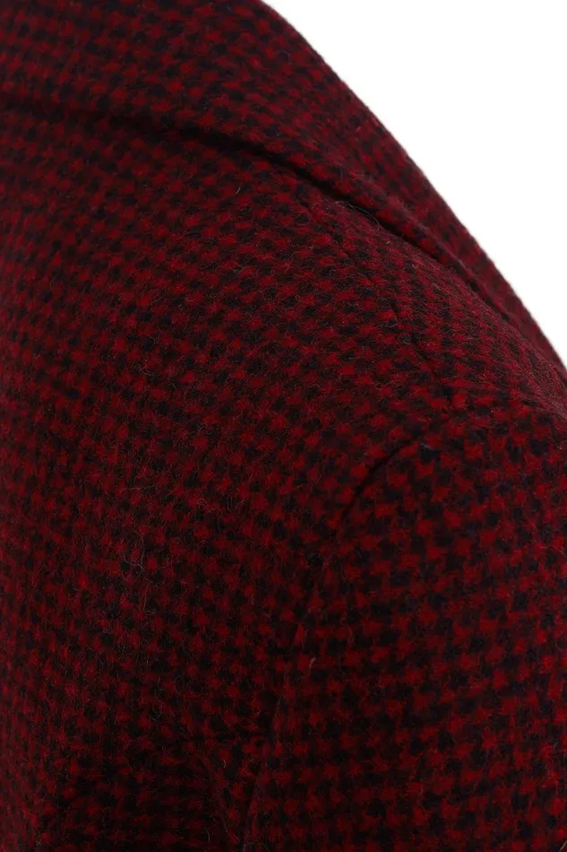 Holland Cooper Tailoring Women Double Breasted Blazer Deep Red Houndstooth
